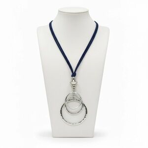 NWOT Chico's Navy and Silver Layered Pendant Necklace